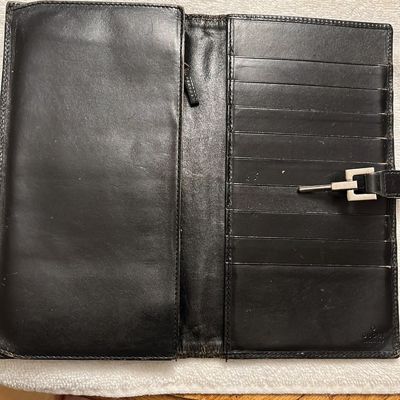 Gucci Soft Leather Interior, Fabric Exterior, Black, wallet/ organizer large - Picture 4 of 9